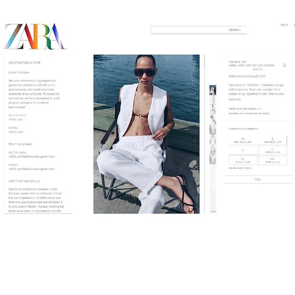 New Zara Women Collection 100% Linen Vest in Oyster White - Picture 9 of 9